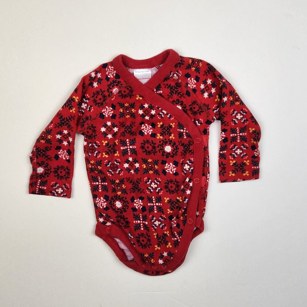 Hanna Andersson Baby Side Snap Bodysuit Organic Cotton Swedish Garland Tbd 6-12m